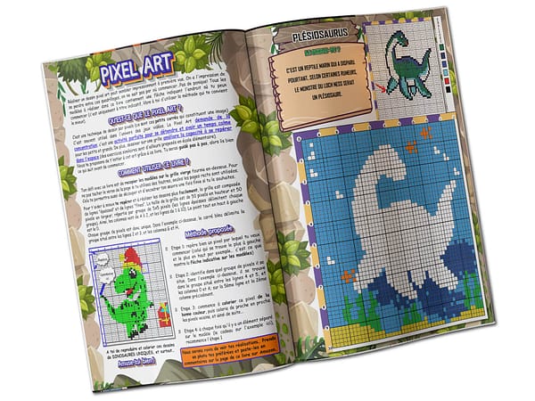 Livre de coloriage pixel art Dinosaure