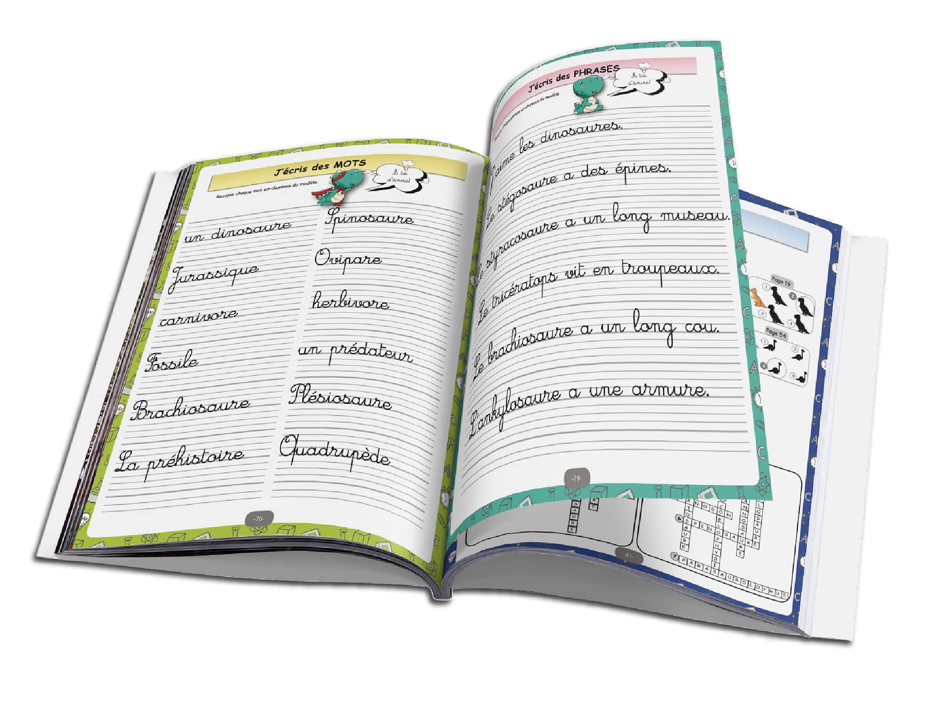 cahier_ecriture_cursive_dinosaure_mots_phrases Apprendre à écrire en cursive