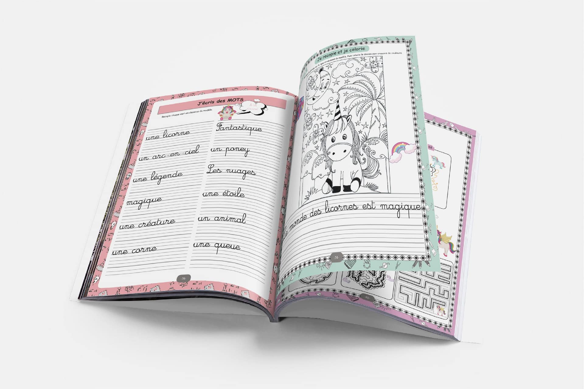 ecriture_cursive_licorne_mots_phrases écriture cursive mots et phrases