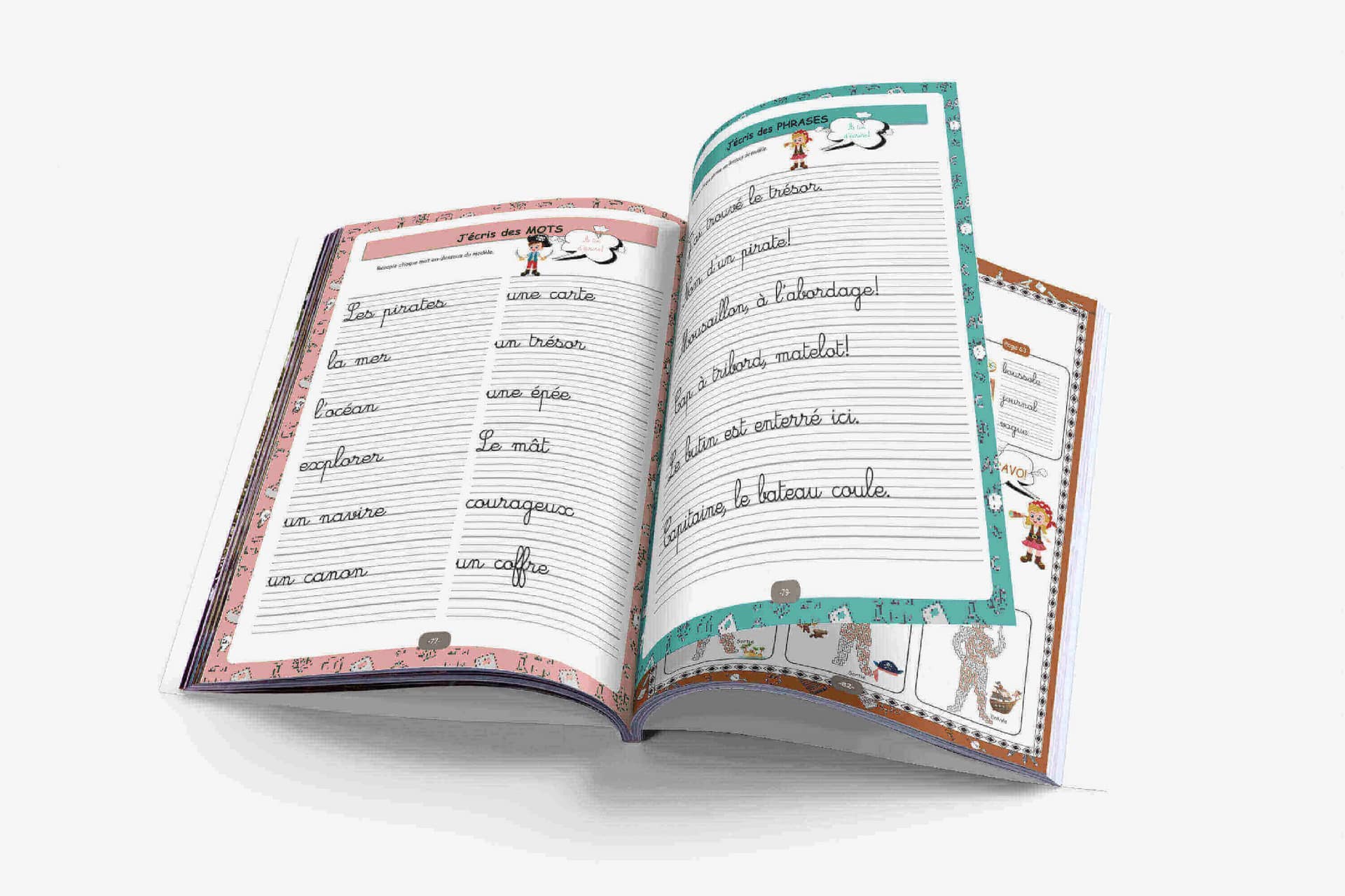 ecriture_cursive_pirate_mots_phrases Ecrire l'alphabet et des mots et phrases