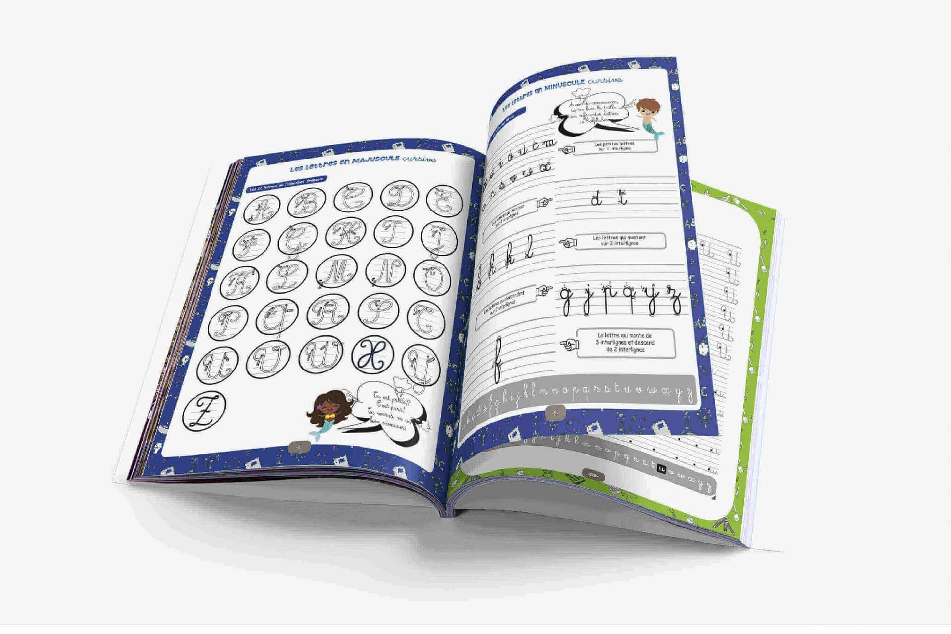 ecriture_cursive_sirene_fiche_alphabet Cahier pour apprendre à écrire CP