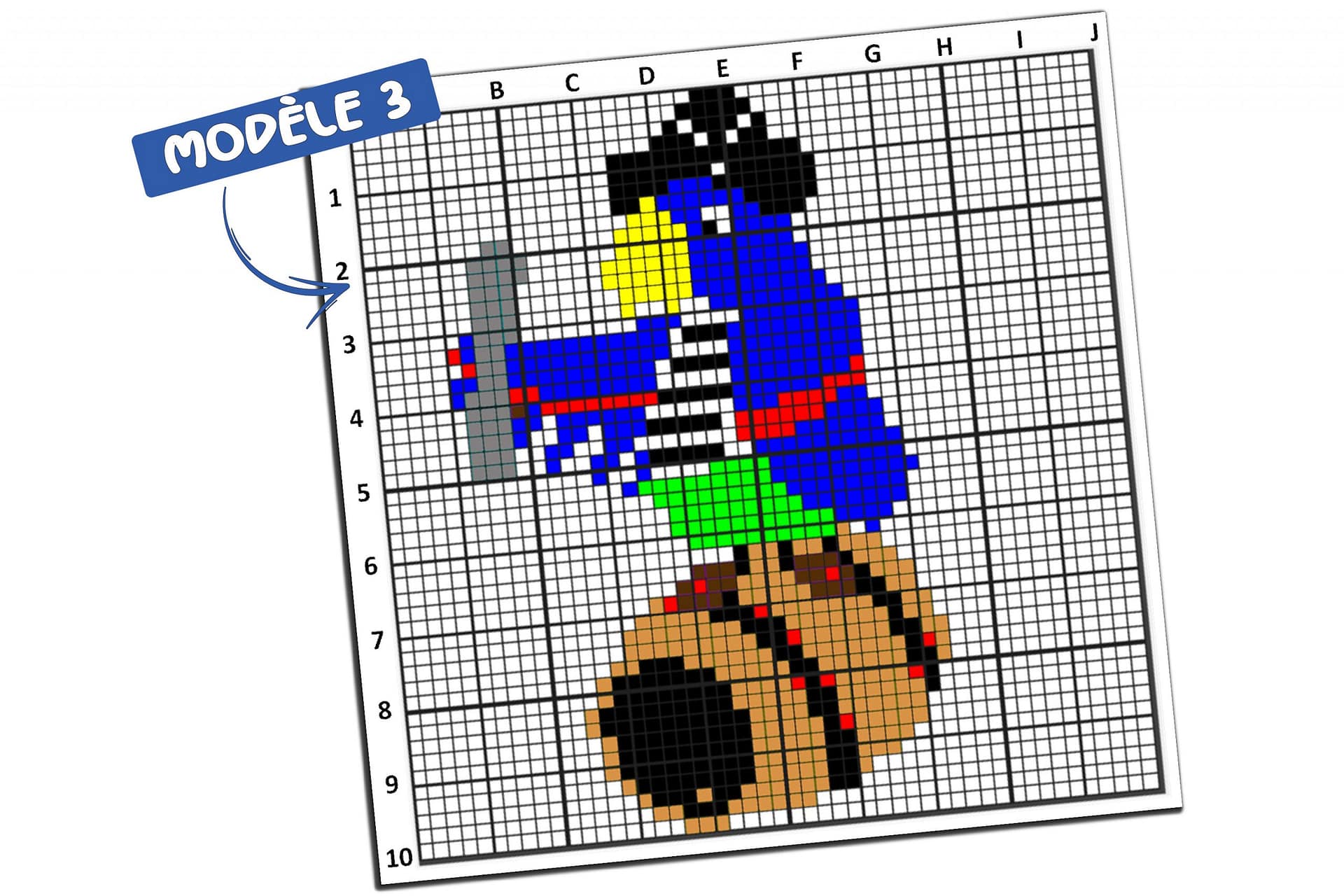 Modèle de dessin pixel art à reproduire